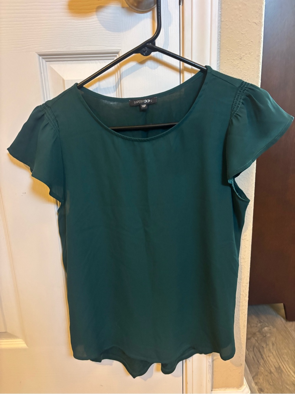 White House Black Market Deep Teal Short Flutter Sleeve Blouse